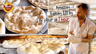 baking barbari bread in the bakery ♧ Cooking Barbari Bread ♧ Baking 120 kilos of flour in 1 hour