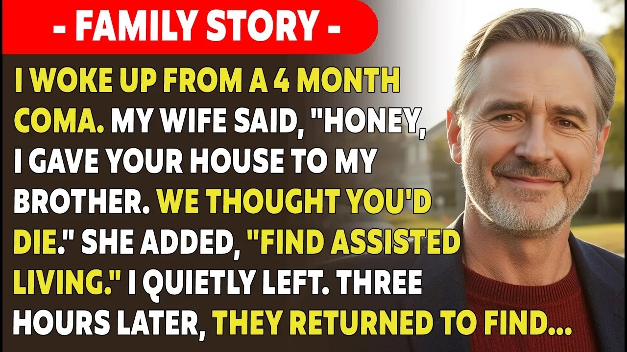 I woke up from a coma to find my wife had already sold my house, emptied my savings, and was planning to put me in a facility where I'd never see the outside world again. She thought I was too...