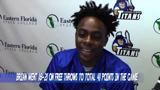 Eastern florida state college men's basketball player brian dugazon
talks about his big game against daytona as well when he began playing
b...
