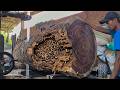 Trembesi Wood Processing Masterpiece Dangerous Giant Slab Cutting Action!