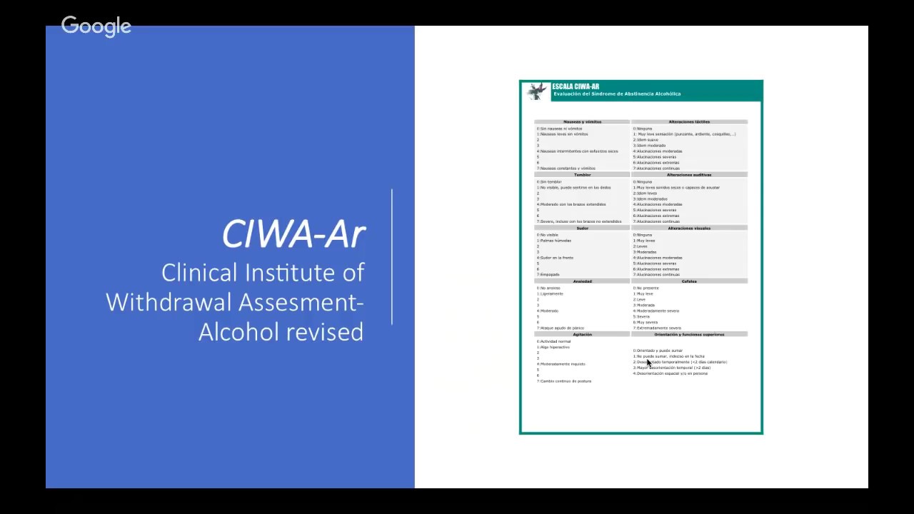 Sindrome de abstinencia por alcohol. Decisiones de impacto.