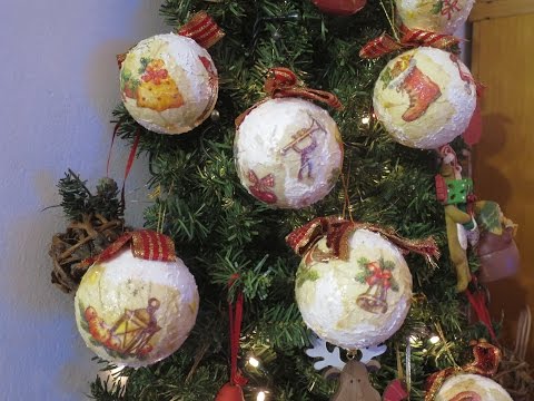 Albero Di Natale Youtube.Palline Per L Albero Di Natale Diy Decoupage Youtube