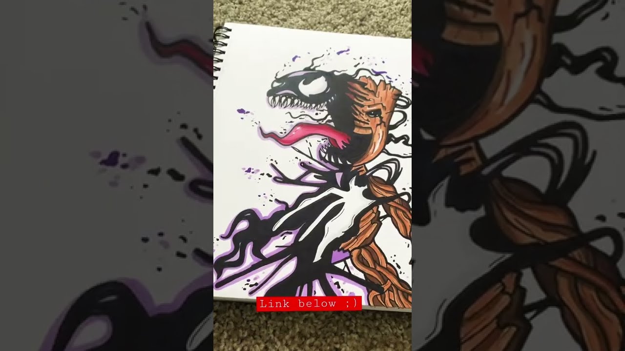 Using The Best OHUHU Marker Sketchbook To Draw! Ft. Venom and Groot! #shorts