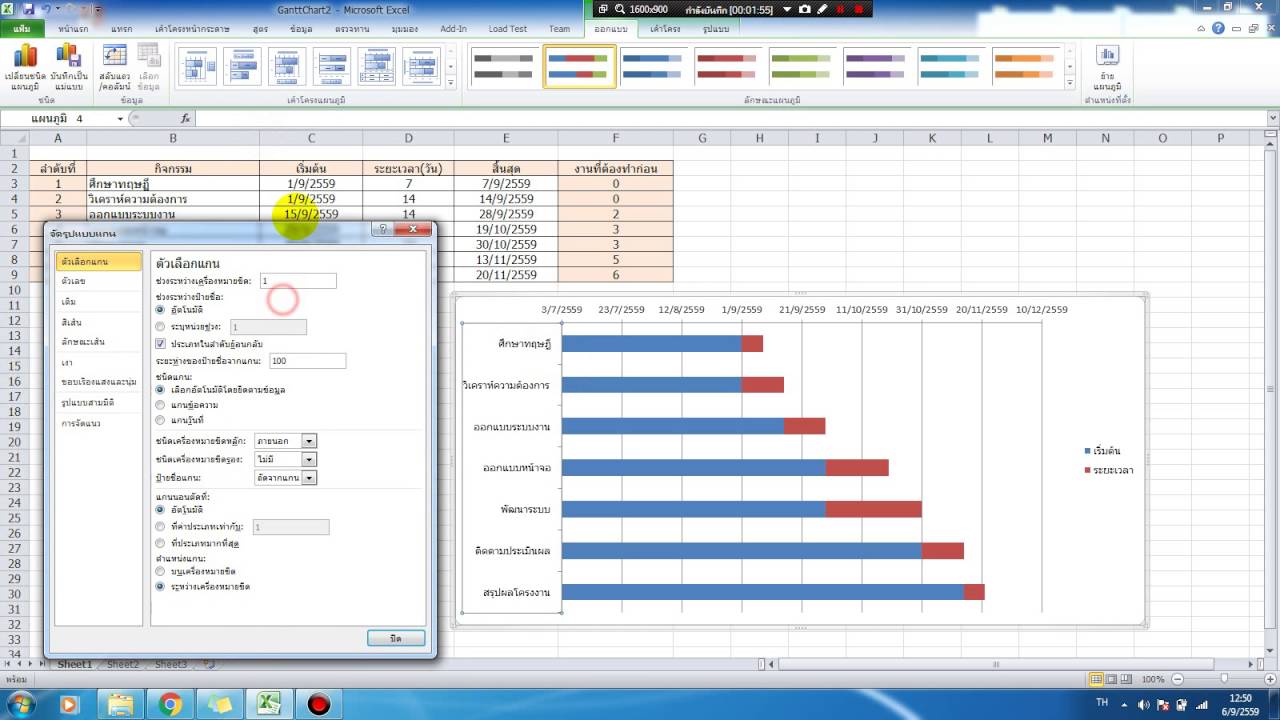 การสร าง gantt chart ด วย ms excel youtube ms tide chart