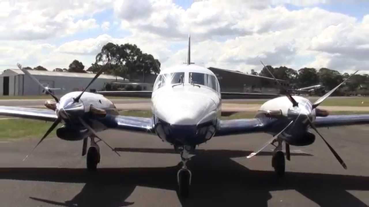 Piper Cheyenne II PT6A engine start up close and taxi