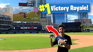 I Won a Game of FORTNITE on a JUMBOTRON!! (BIGGEST BASEBALL STADIUM)