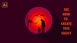 Sunset Vector Illustration - Illustrator Tutorial