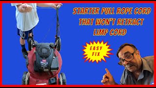 Fix Lawn Mower Loose Limp Starter Pull Rope Cord That Won&#39;t Retract