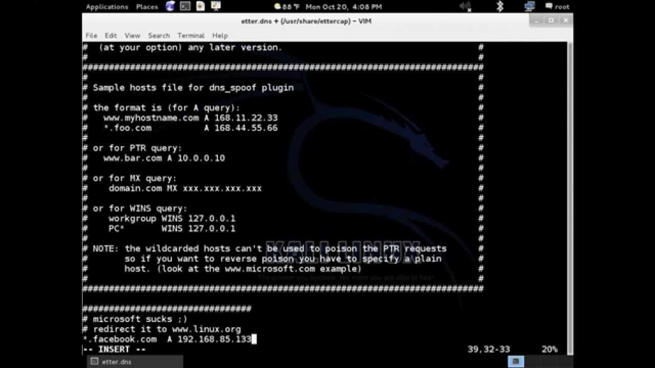 DNS Spoofing attack using ettercap - YouTube