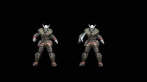 Orc warrior 3d animation game model. Render in Unity