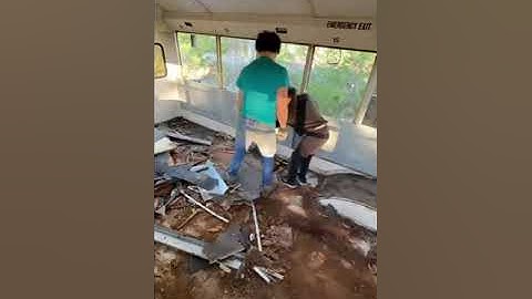 Removing the floors was back breaking work! #skoolie #camperlifestyle #rv #rvlife #schoolbusconversi