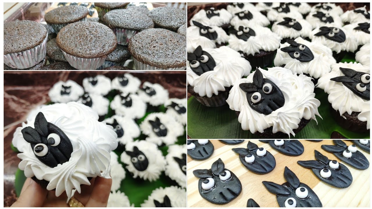 كب كيك خروف عيد الأضحى  🐑🐑 كب كيك الشكولاتة🧁🍫 وأسهل طريقة تزين للمبتدئين 👌🏻