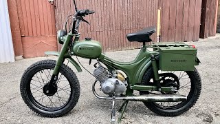 Moto Guzzi Dingo Military Umbau Custom Moped mit Soundcheck am Ende des Videos Mofa Mokick