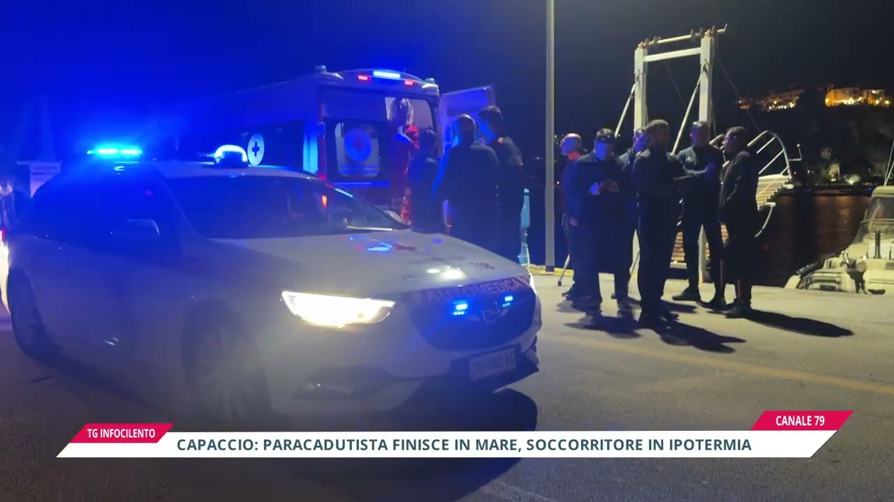 Capaccio Paestum, paracadutista finisce in mare: dramma sfiorato, soccorritore in ipotermia