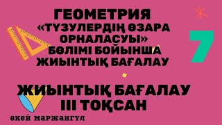 «ТҮЗУЛЕРДІҢ ӨЗАРА ОРНАЛАСУЫ» БӨЛІМІ БОЙЫНША ЖИЫНТЫҚ БАҒАЛАУ