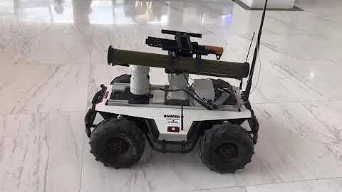 Armed robot UGV shootting