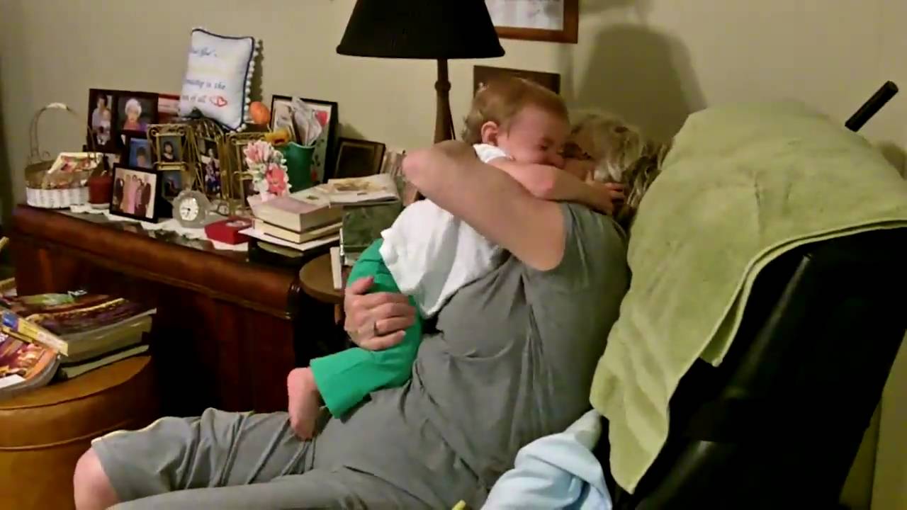 Grandma getting kisses