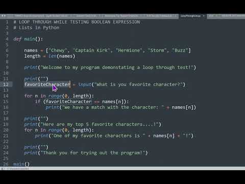 Python - LOOP THROUGH WHILE TESTING BOOLEAN EXPRESSION