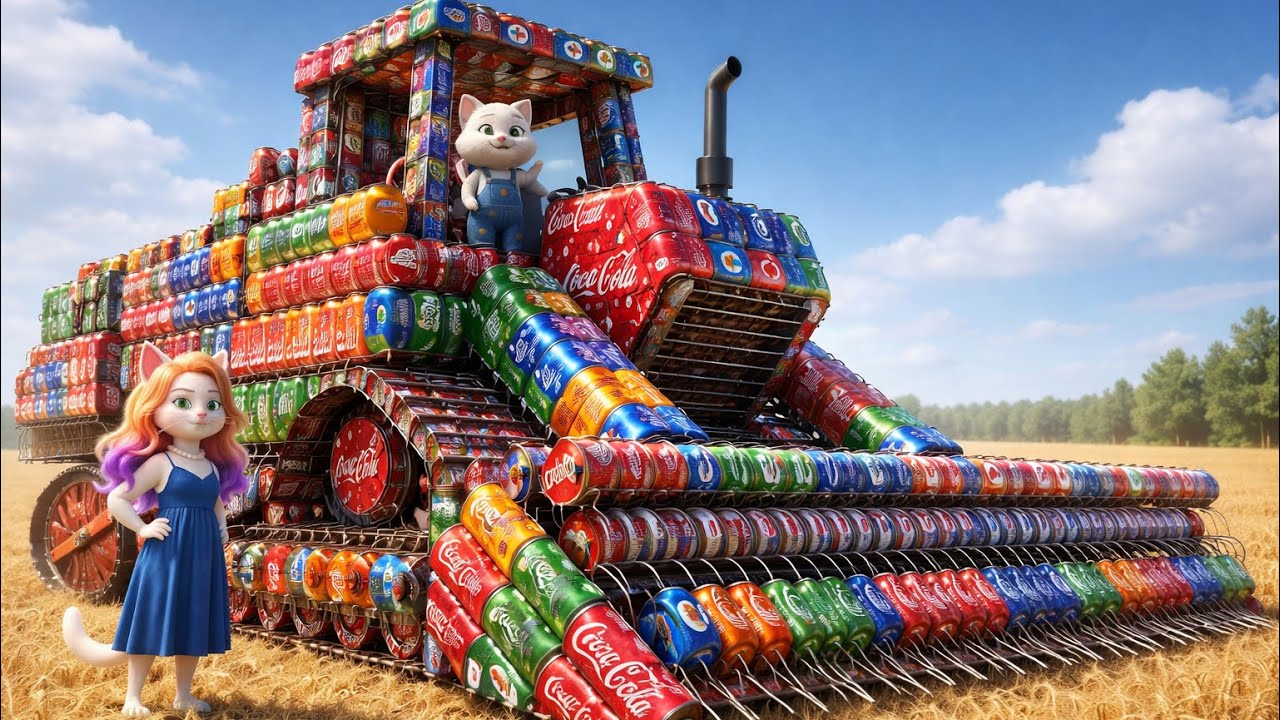 Kitten's Soda Can Bulldozer Was Destroyed — Mama Cat's Giant Bulldozer Shocked the Whole Town! 🚜💥