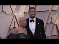 Michael B Jordan and Mom on red carpet at Oscars 2019