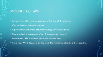 WTCC CIS 110 (v2.1) Module 12 Briefing