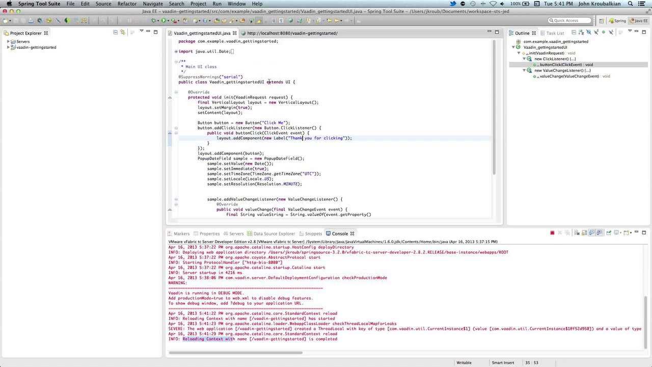 Vaadin Application using Date field from Sampler - YouTube