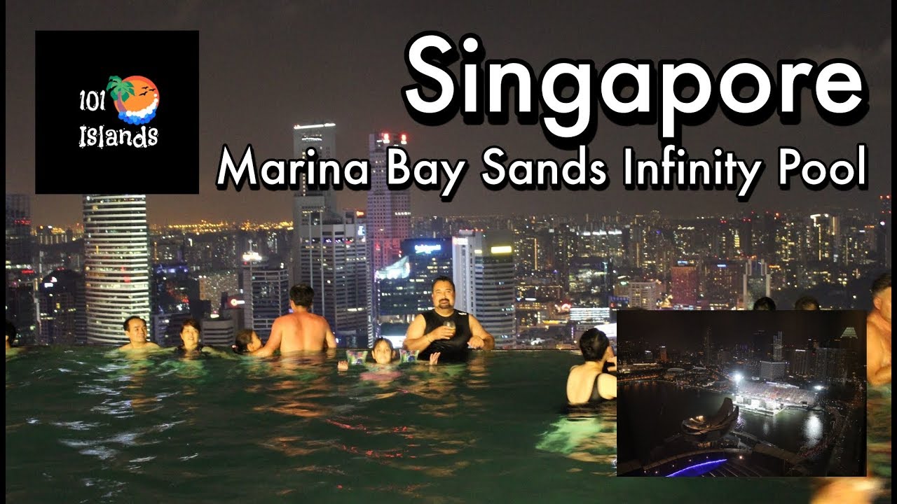 Singapore Skyline Night Views From Marina Bay Sands Infinity Pool