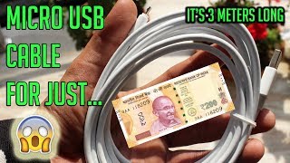 Unboxing A 3M Long Micro USB Cable For Just Rupees 180/-
