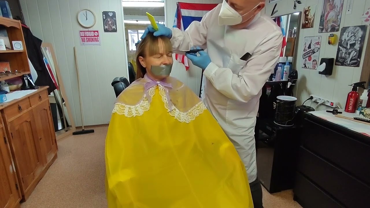 Sexy barber girl forced haircut ✂️💈