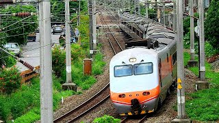 [桃園鐵路地面段]125次E1000PP自強號與1198次EMU700區間車相繼通過中原陸橋下方-2020/08/05