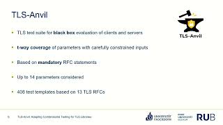 USENIX Security '22 - TLS-Anvil: Adapting Combinatorial Testing for TLS Libraries