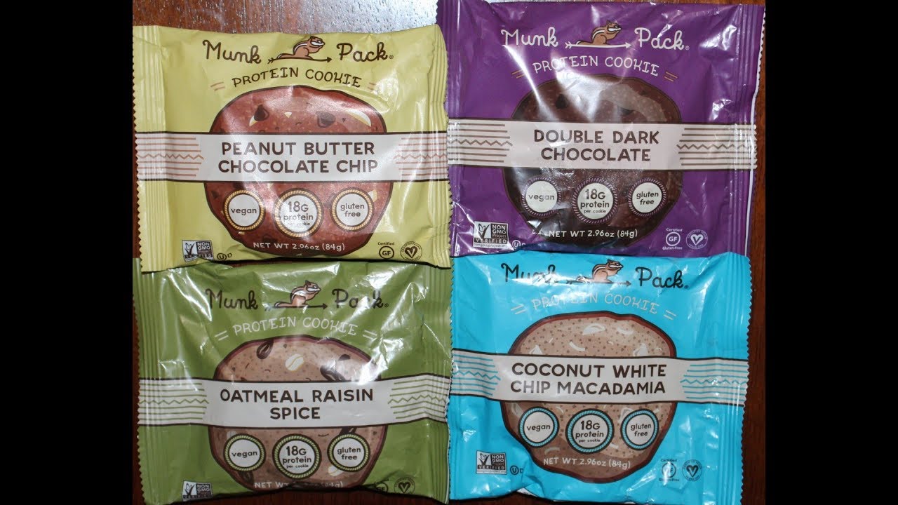 Munk Pack Protein Cookie PB Chocolate Chip, Double Dark, Oatmeal Raisin, Coconut Macadamia