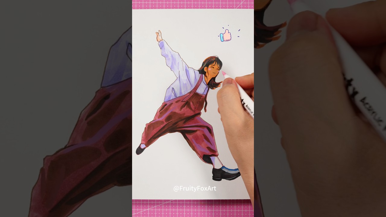 Female anatomy drawing happy anime girl