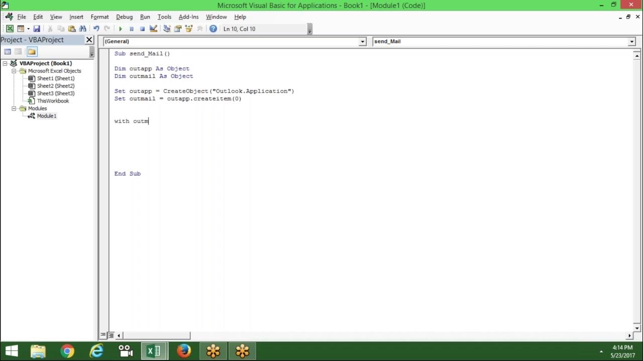 Send email via excel vba to outlook excel vba macros training in