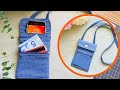 DIY Simple and Easy Cell Phone and Cash Mini Denim Crossbody Bag | Bag Tutorial | Old Jeans idea
