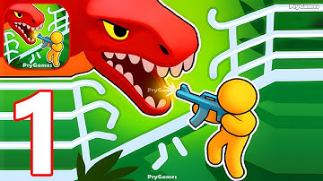 Dino Fighter Jurassic Escape - Gameplay Walkthrough Part 1 Stickman Dino Jurassic Zoo Adventure