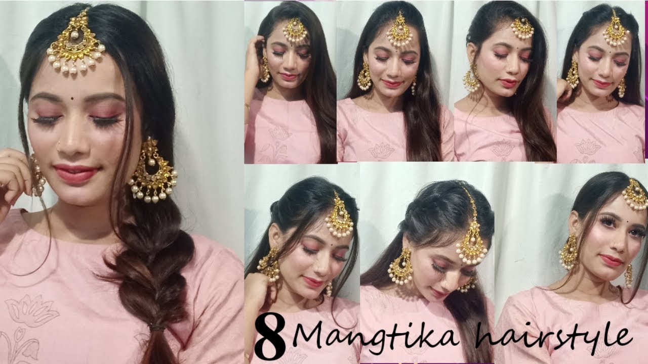8 EASY&QUICK MAANGTIKA HAIRSTYLE |मांगटीका हेयर स्टाइल | itsamora