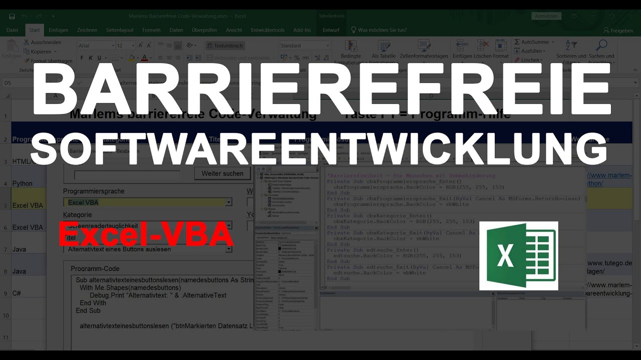  Update Excel VBA: Menü erstellen mit einer Userform - barrierefreie Softwareentwicklung