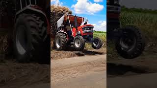 Mahindra Arjun Tractor heavy loaded sugarcane Trolley on Road entry STUNT ... screenshot 5