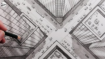 How to Draw a City using One-Point Perspective: Bird