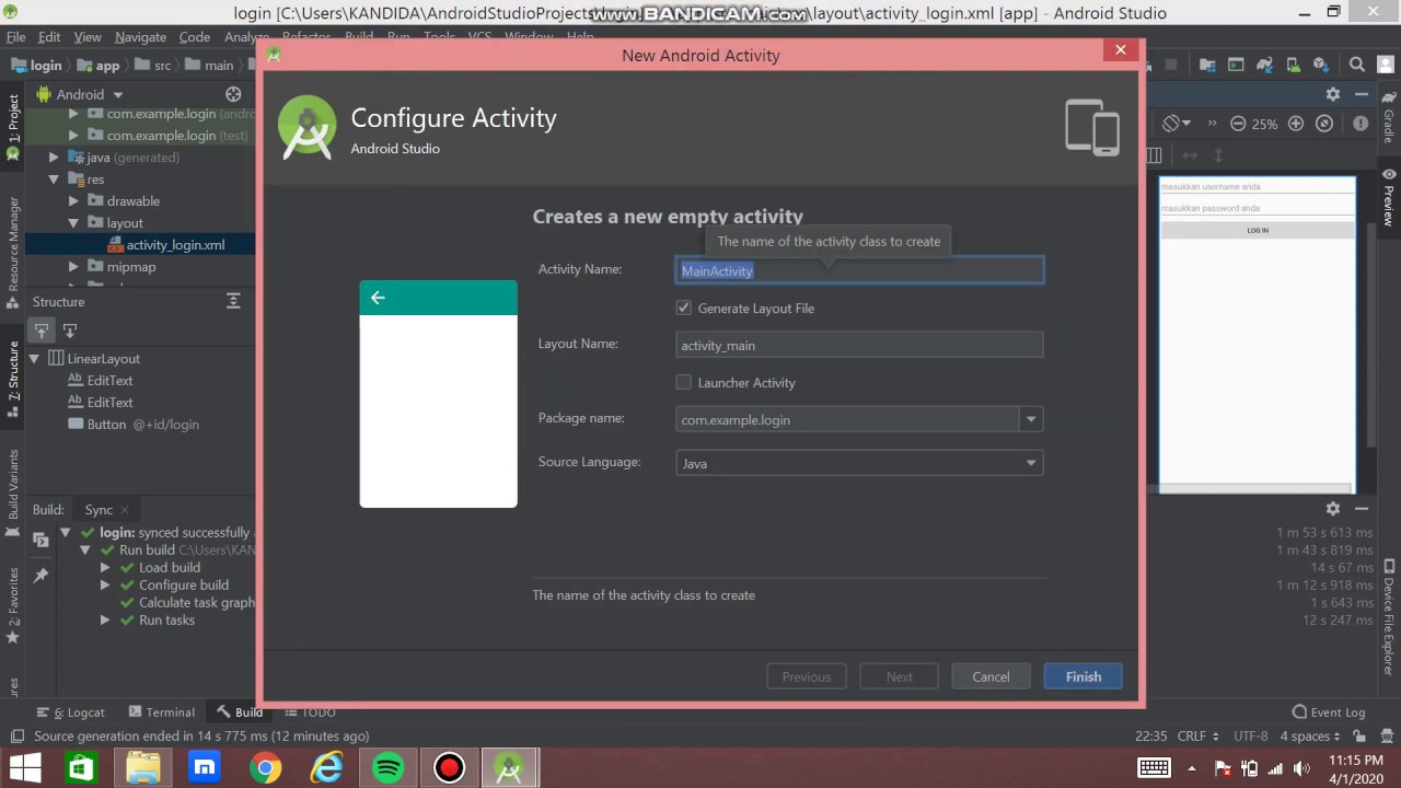 Tutorial login menggunakan Intent dan Toast Android Studio (part 1 ...