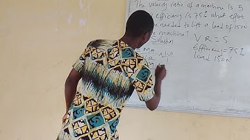 Problem on sample machine ( efficiency, velocity ratio, mechanical advantage)@ master Academy 