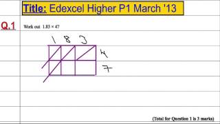 Edexcel Higher P1 March 2013 Q1