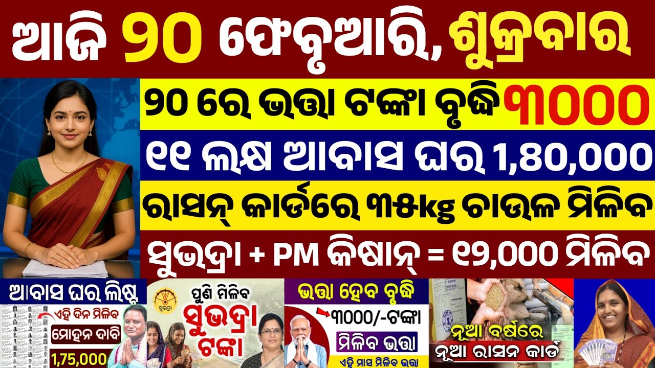 today's morning news odisha/20 february 2026/subhadra yojana online apply process/odisha news today