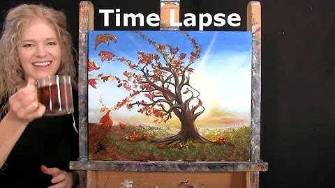 Can you find the "FACE OF FALL" in this? - TIME LAPSE CANVAS PAINTING - Beginner Acrylic Tutorial