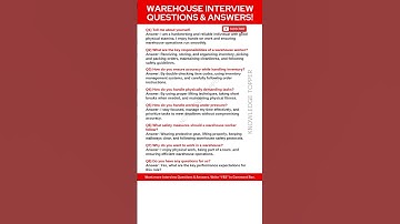 Warehouse Interview Questions and Answer | Warehouse Job Interview Questions and Answers