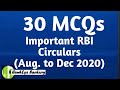 30 MCQs - Imp. RBI Circulars (Aug to Dec 2020)