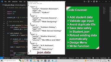 Python Project #1: Student Data Entry & Save to JSON File | Menu Driven Program for Beginners