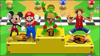 Mario Party 9 MiniGames Luffy Vs Mario Vs Raphael Vs Mickey Mouse (Master Difficulty)