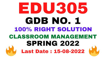 EDU305 GDB NO. 1 SPRING 2022 || 100% RIGHT SOLUTION || CLASSROOM MANAGEMENT || BY VuTech